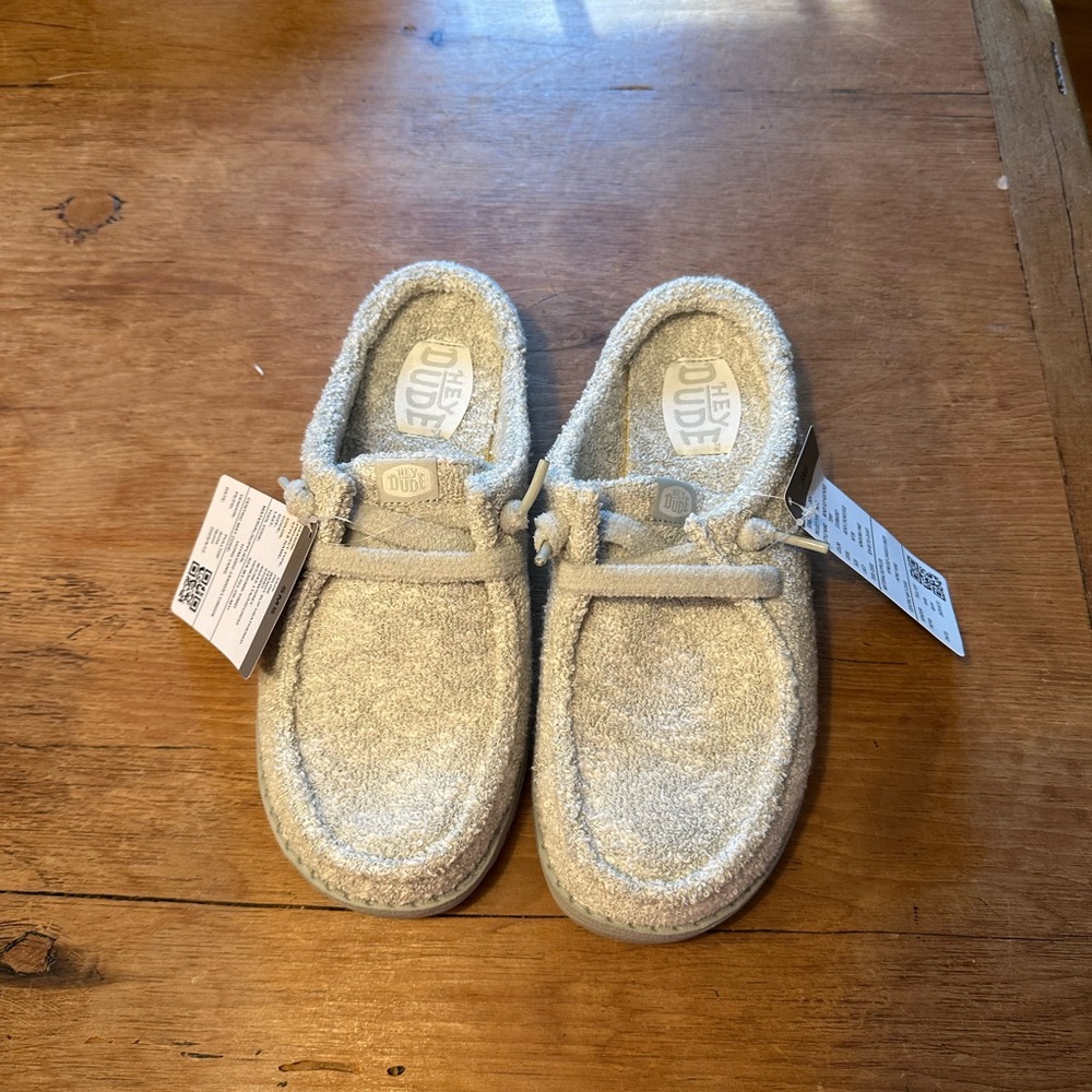 NWT - Hey Dude, Wendy Slip-on, Heathered Terry Grey, Women's Mules, Size 7/38